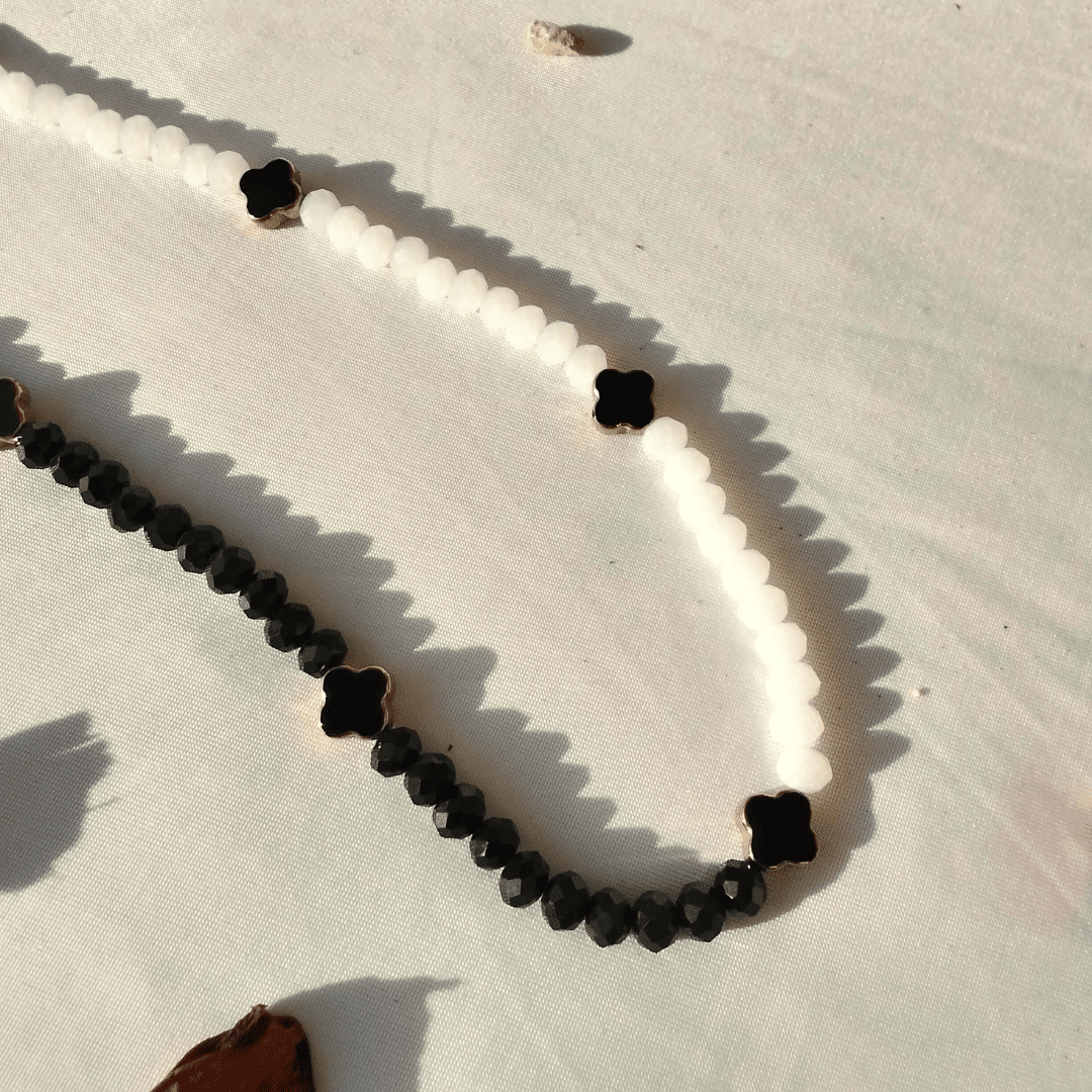 Clover Necklace - Hathor-Jewellery - opaque white beads