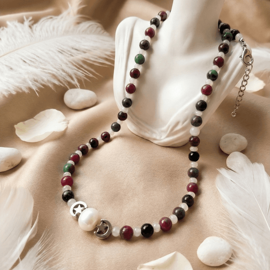 Burgundy Pearl Moonlit Necklace