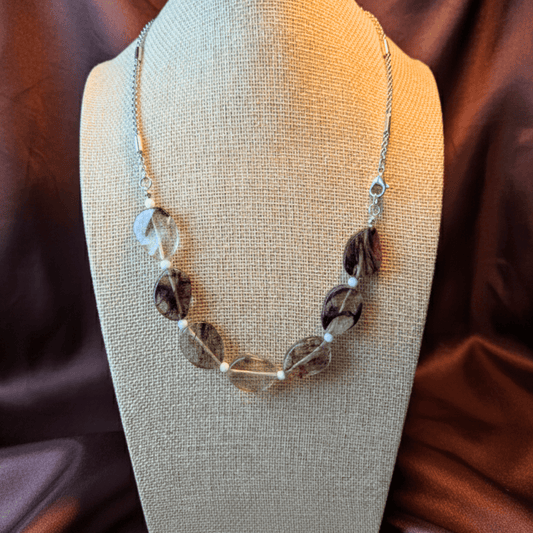 Smoky quartz chain necklace
