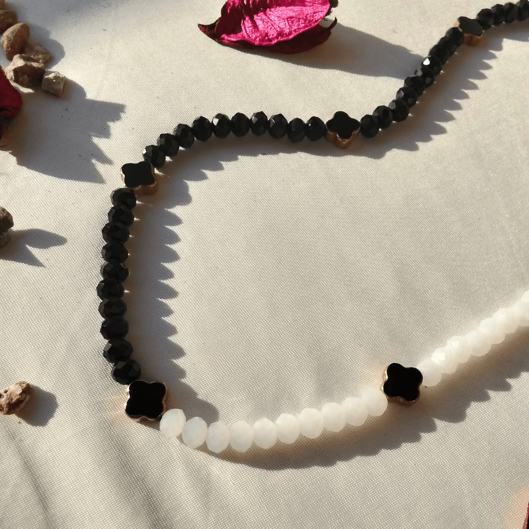 Clover Necklace - Hathor-Jewellery - opaque white beads