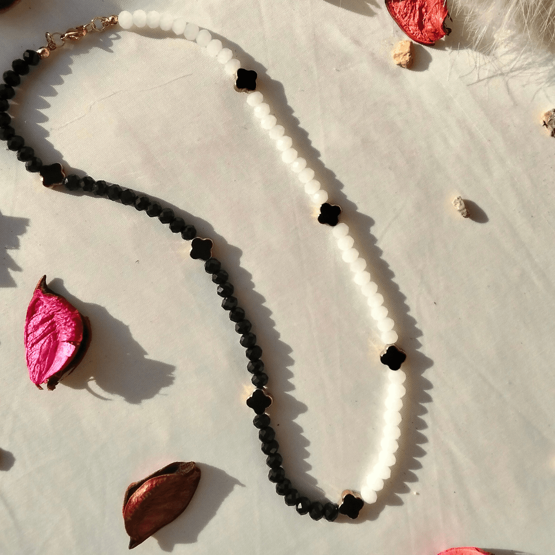 Clover Necklace - Hathor-Jewellery - opaque white beads