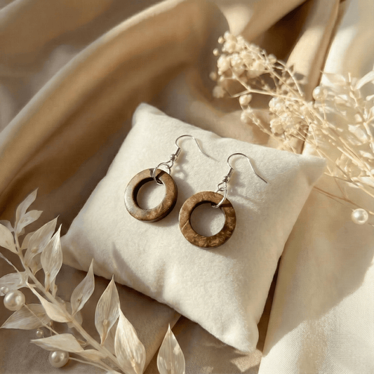 Brown Woody Eclipse Earrings